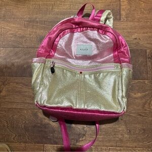 STATE Pink and Gold Shimmer Backpack